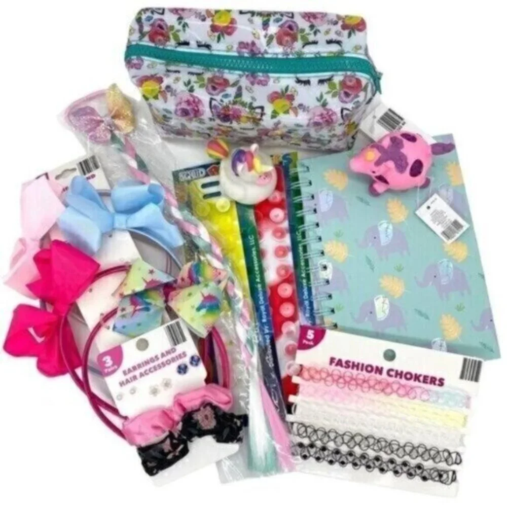 Girl’s Gift Bundle Lot Headbands Earrings Notebook New